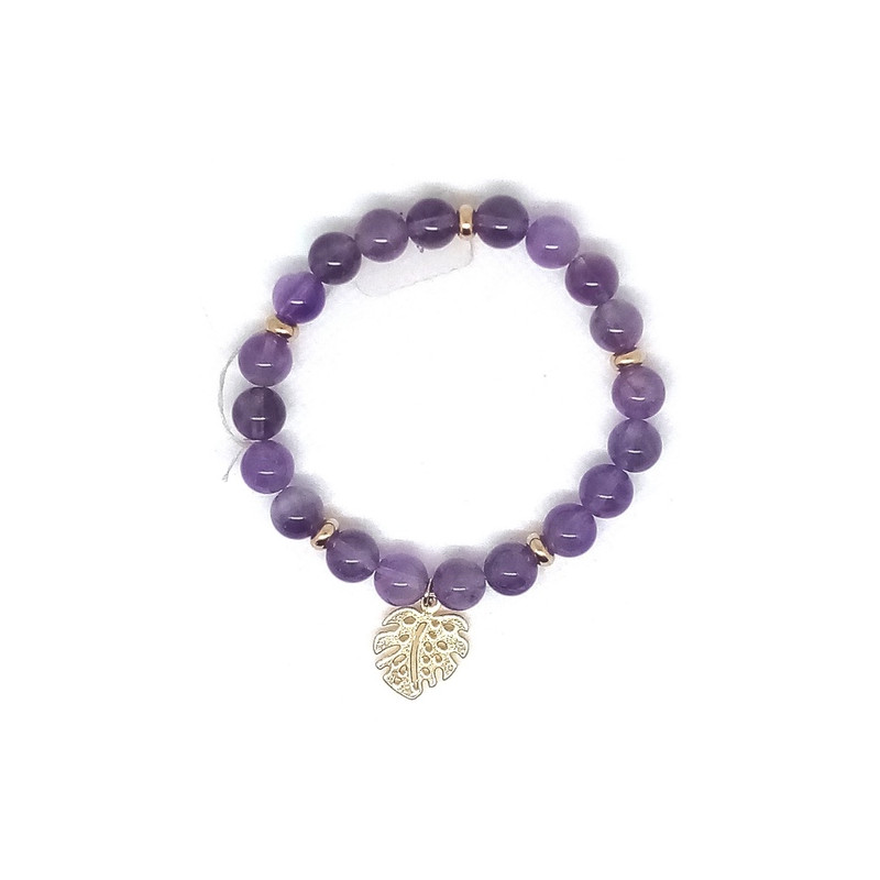 Bracelet améthyste feuille