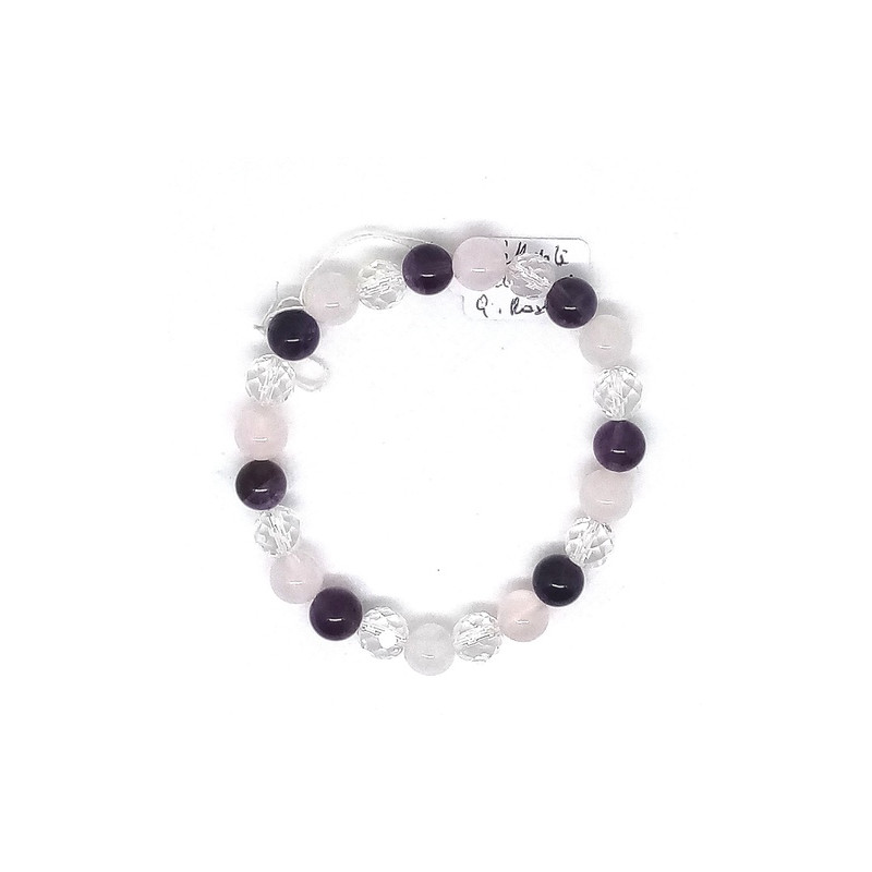 Bracelet améthyste quartz rose cristal de roche