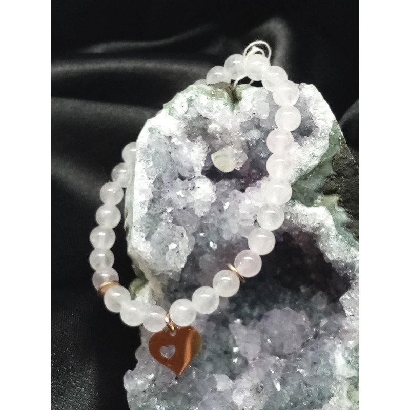 Bracelet Quartz rose cœur