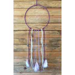 Attrape rêves violet, quartz rose