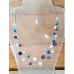 Collier apatite cristal de roche améthyste