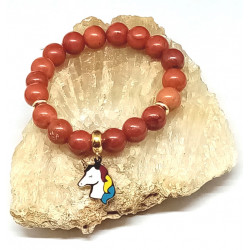 Bracelet enfant jaspe rouge licorne