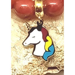 Bracelet enfant jaspe rouge licorne