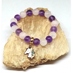 Bracelet enfant améthyste quartz rose licorne