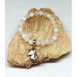 Bracelet enfant quartz rose pierre de lune licorne