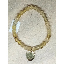 Bracelet citrine feuille dorée