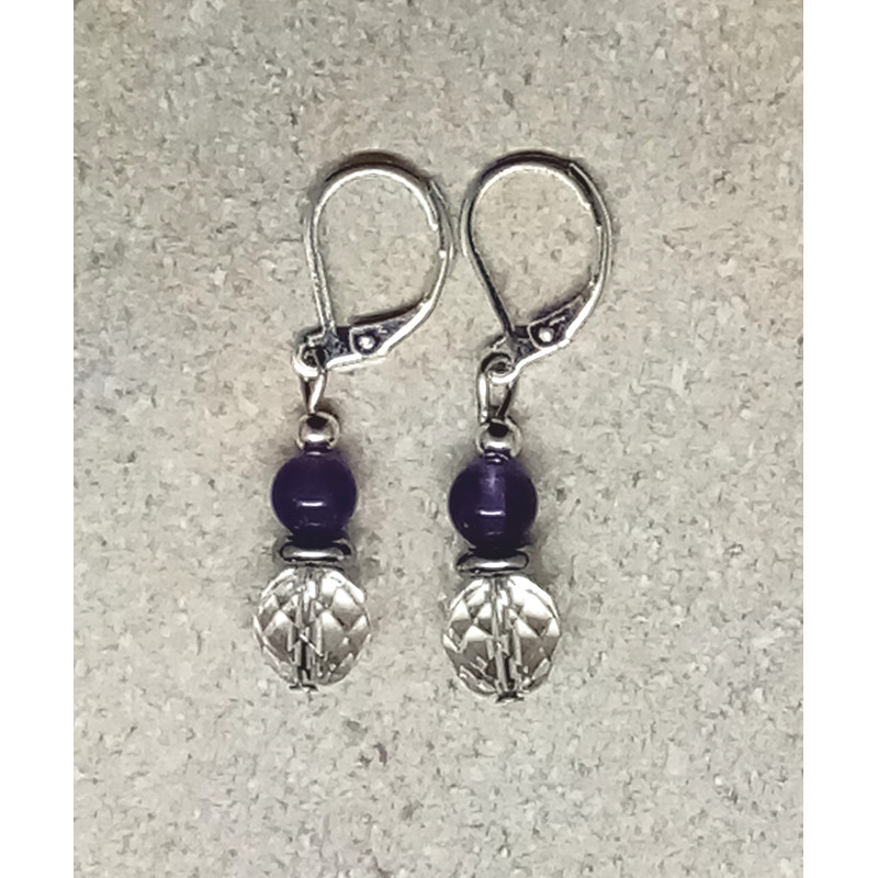 Boucles d'oreilles améthyste cristal de roche