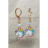 Boucles d'oreilles calcédoine licorne