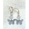 Boucles d'oreilles quartz rose papillon