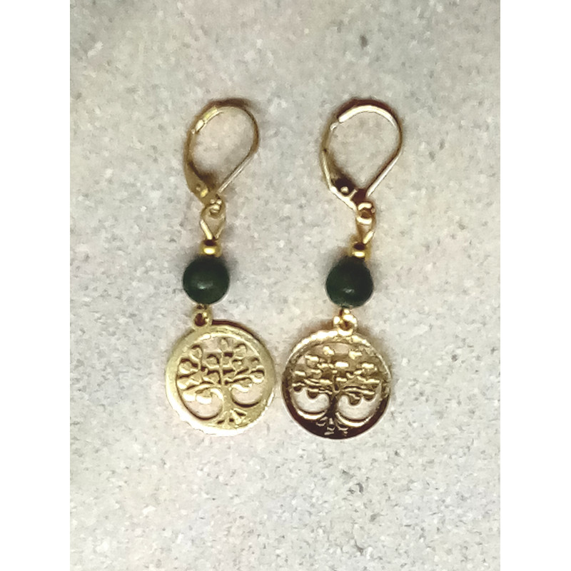 Boucles d'oreilles jade arbre de vie