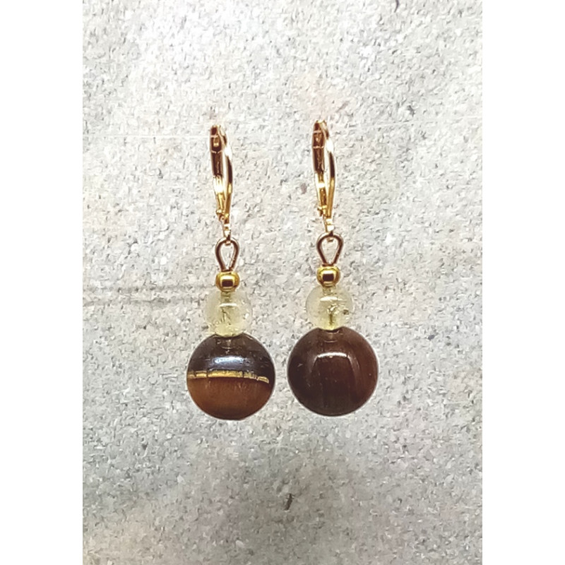 Boucles d'oreilles citrine œil du tigre
