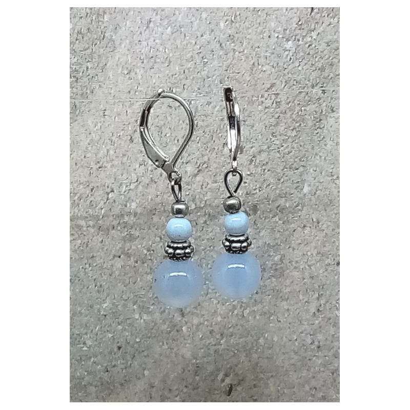 Boucles d'oreilles agate calcédoine
