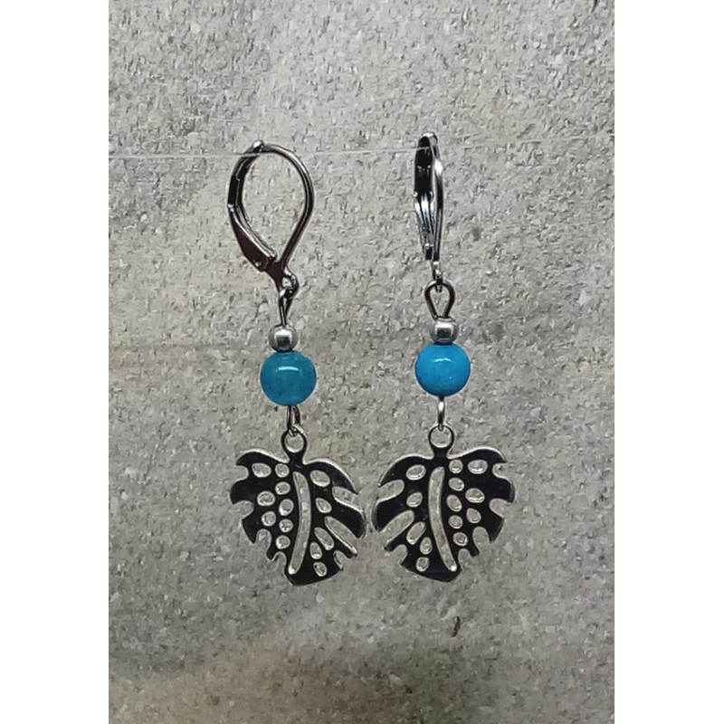 Boucles d'oreilles apatite feuille