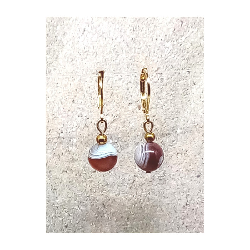 Boucles d'oreilles agate Botswana