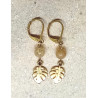 Boucles d'oreilles citrine feuille dorée