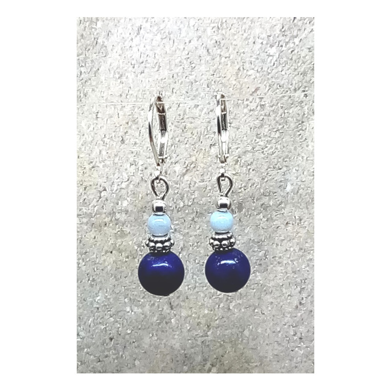 Boucles d'oreilles lapis lazuli calcédoine