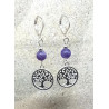 Boucles d'oreilles lépidolite arbre de vie