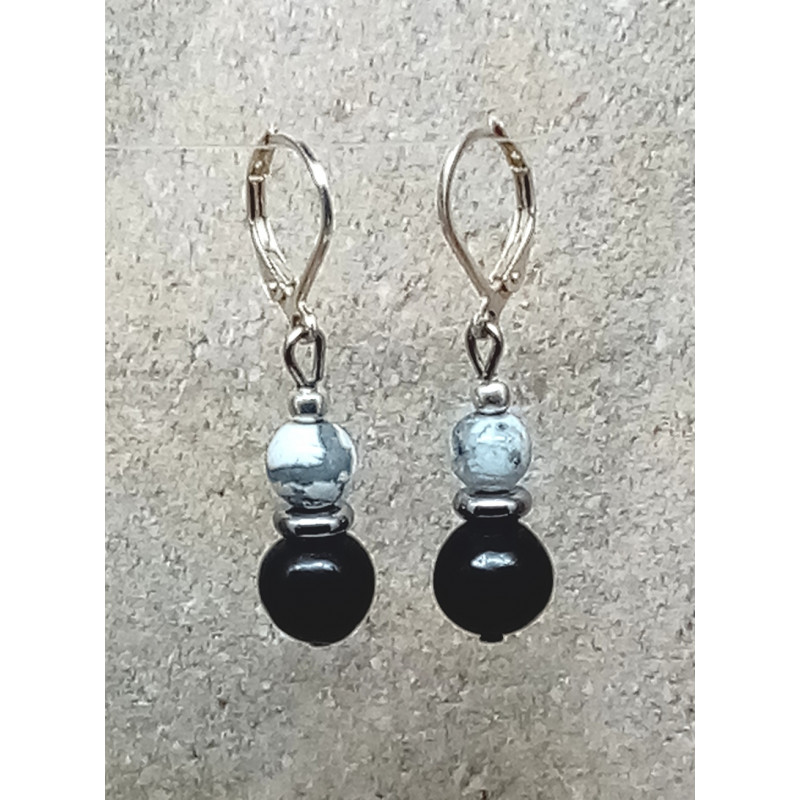 Boucles d'oreilles shungite howlite