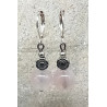 Boucles d'oreilles quartz rose fleur