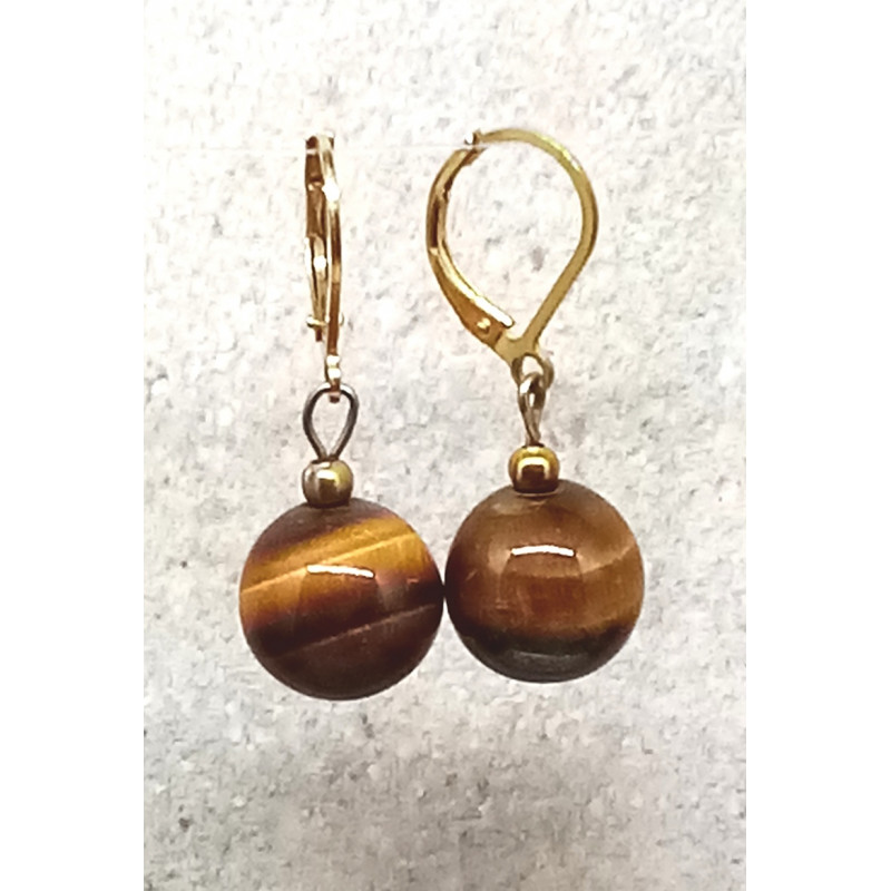 Boucles d'oreilles œil du tigre 8 mm