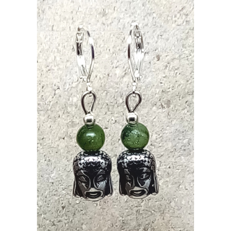 Boucles d'oreilles jade bouddha