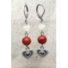 Boucles d'oreilles jaspe rouge sélénite cœur