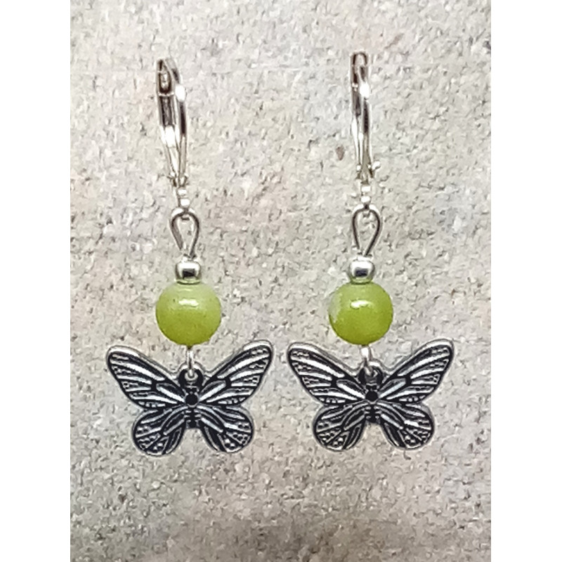 Boucles d'oreilles péridot papillon