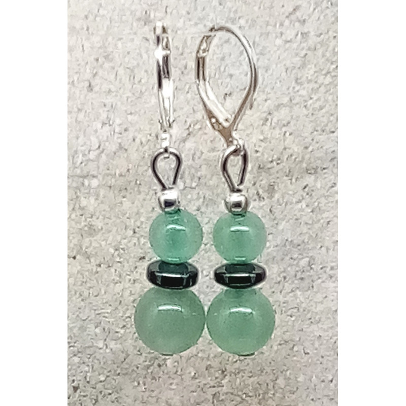 Boucles d'oreilles aventurine hématite