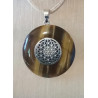 Pendentif pi œil du tigre fleur de vie