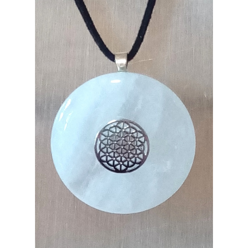 Pendentif pi cristal de roche fleur de vie