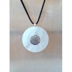 Pendentif pi cristal de roche fleur de vie