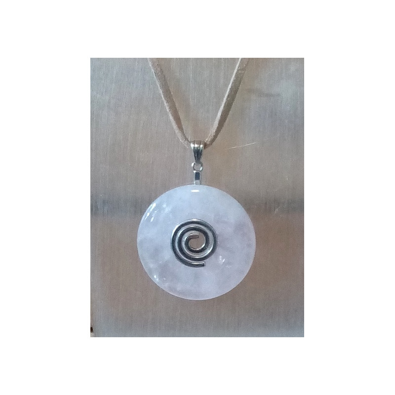 Pendentif pi quartz rose spirale