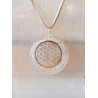 Pendentif orgone sélénite fleur de vie