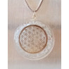 Pendentif orgone sélénite fleur de vie