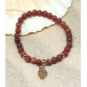 Bracelet jaspe rouge feuille 6 mm