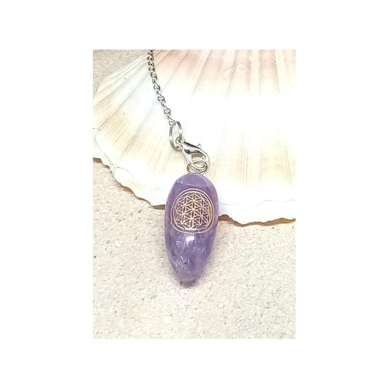 Pendule améthyste fleur de vie
