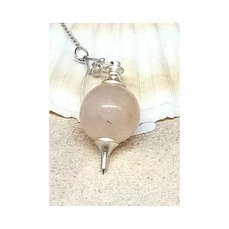Pendule quartz rose 7 chakras