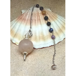 Pendule quartz rose 7 chakras