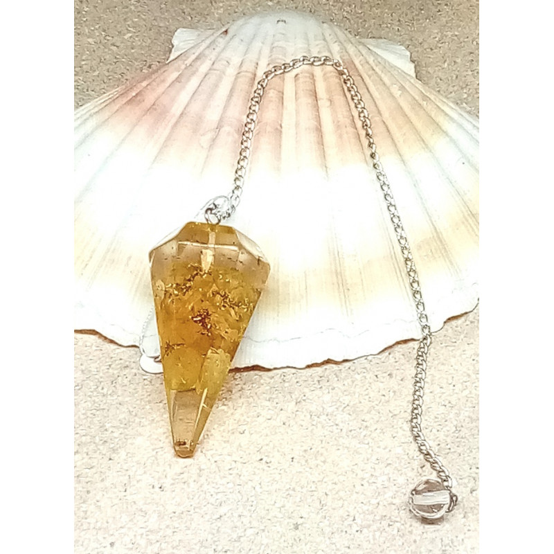 Pendule orgonite citrine pointe à facette