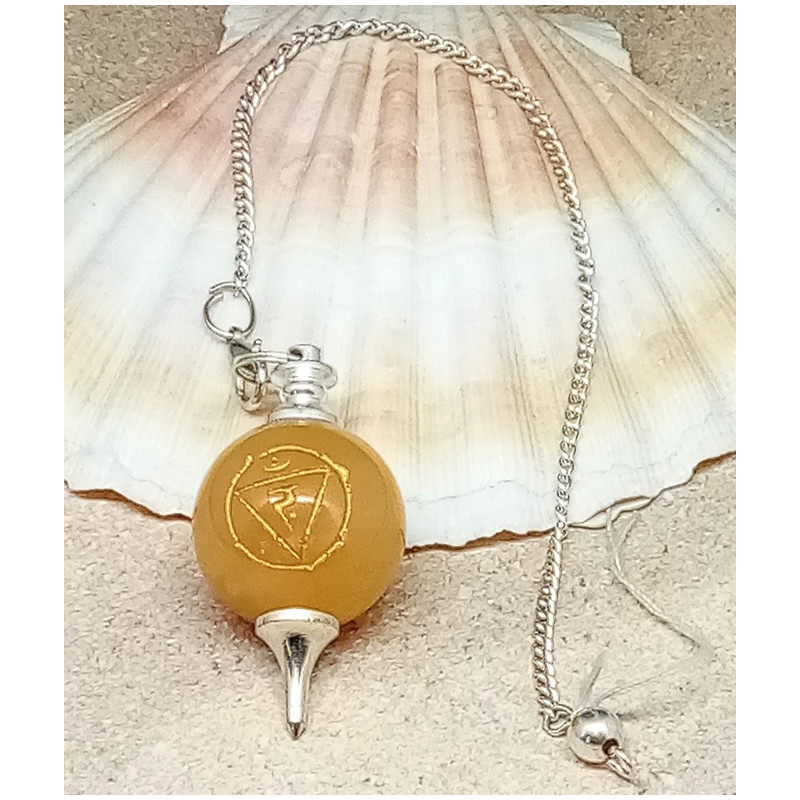 Pendule calcite jaune plexus solaire