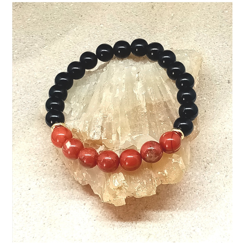 Bracelet onyx jaspe rouge