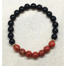 Bracelet onyx jaspe rouge
