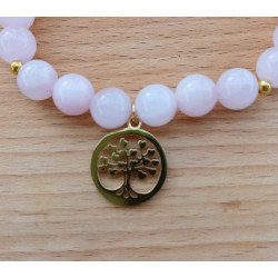 Bracelet Quartz rose arbre de vie doré