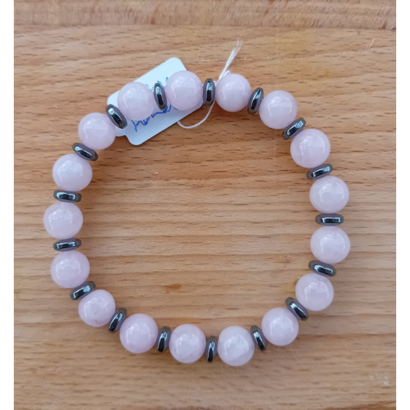 Bracelet quartz rose hématite
