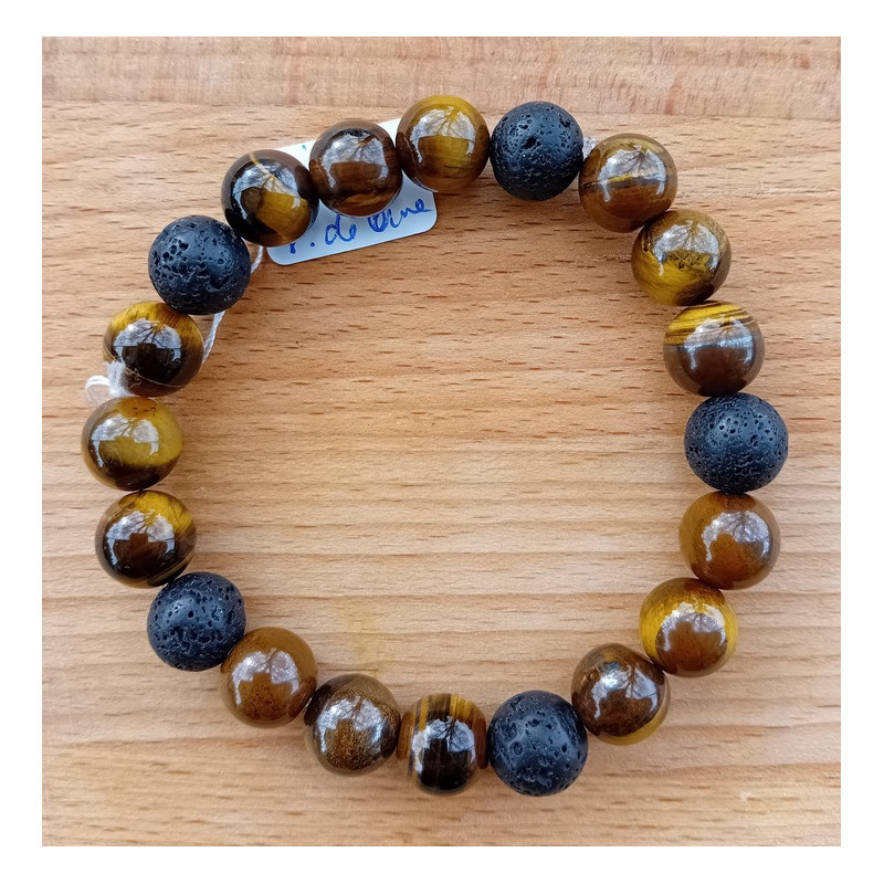 Bracelet œil du tigre et pierre de lave