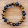 Bracelet œil du tigre et pierre de lave