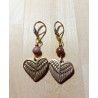 Boucles d'oreilles rhodonite cœur aile d'ange