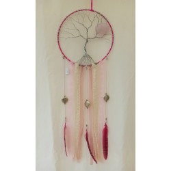 Suspension arbre de vie galet quartz rose