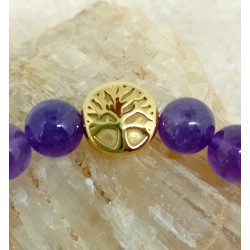 Bracelet améthyste arbre de vie doré