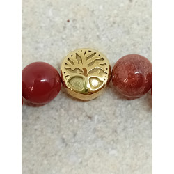 Bracelet jaspe rouge arbre de vie doré